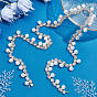 CRASPIRE Iron & Glass Rhinestone Cup Chains, with Plastic Pearls Beads, Wedding Dress Decorative Chains, with Card Paper