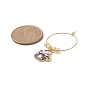 Cat Alloy Enamel Wine Glass Charms, with Glass Seed Beads and Brass 
Hoops