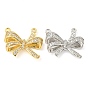 Rack Plating Brass Micro Pave Cubic Zirconia Pendants, Cadmium Free & Lead Free, 
Long-Lasting Plated, Bowknot