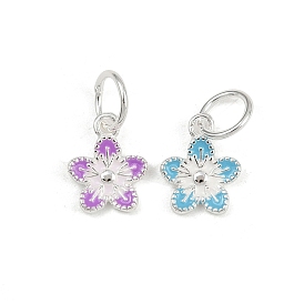 925 подвески-цветы из стерлингового серебра с эмалью, с прыжковых колец, серебряный цвет гальваническим