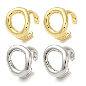Rack Plating Brass Oval Cuff Earrings for Women, Cadmium Free & Lead Free, Long-Lasting Plated