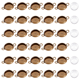 30 шт. 304 Настройки для коннектора кабошона из нержавеющей стали, чашки безель с краями, плоско-круглые, с 30 прозрачными стеклянными кабошонами