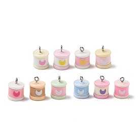 Непрозрачные подвески смолы, банка с лунным кулоном, с петлей из нержавеющей стали, цвет нержавеющей стали