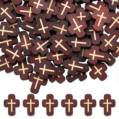 80бусины из натурального дерева шт., окрашенные, крестик