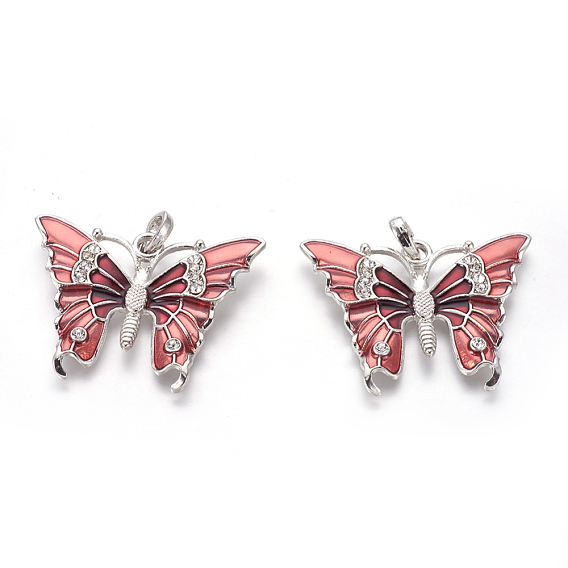 Legierung Schmelz große Anhänger, mit Strass, Schmetterling