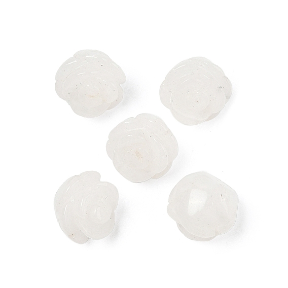 Натуральный белый нефритовые четки, роза