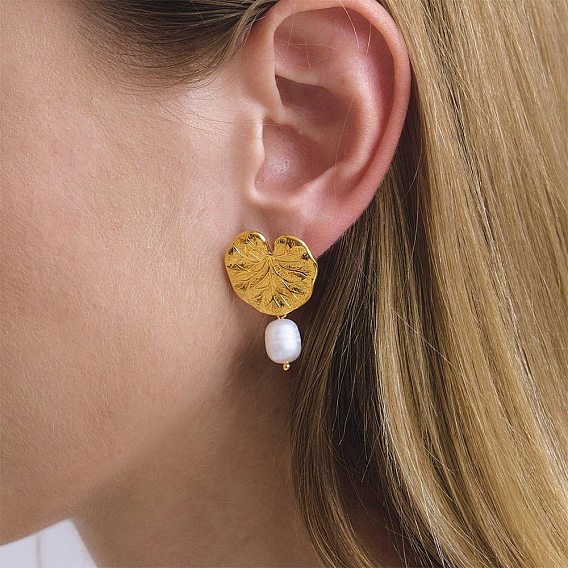 Лист 304 из нержавеющей стали болтаться серьги, с имитацией жемчуга