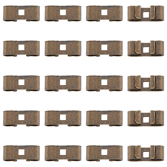 50 шт. тибетский стиль железный боло галстук слайдеры застежка аксессуары, пустые шлепанцы для галстука-боло с низким профилем, прямоугольные