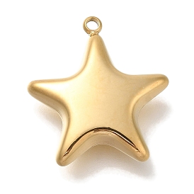 PVD Vacuum Plating 304 Stainless Steel Pendants, Star Charm