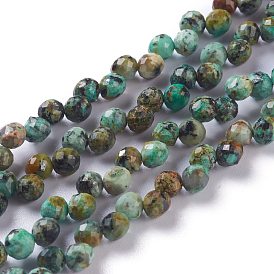 Brins de perles turquoises africaines naturelles (jaspe), top foré, facette, larme