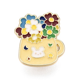 Flower Alloy Enamel Pins, Alloy Brooches for Backpack Clothes