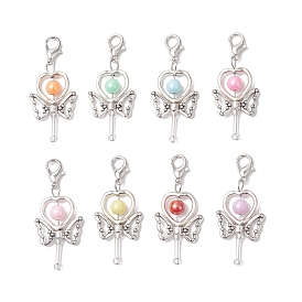 8шт. подвеска в виде волшебной палочки в форме сердца из акрила и сплава, Подвеска-застежка-когти омара для украшения сумки