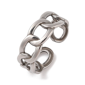 304 Stainless Steel Oval Curb Chain Cuff Rings for Women