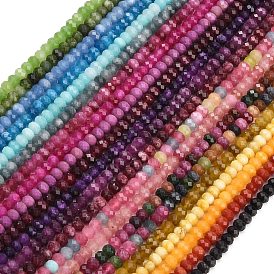 Faceted Dyed Natural White Jade Beads Strands, Rondelle
