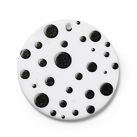 Polka Dot Pattern Opaque Acrylic Pendants, for DIY Earring Accessories, Flat Round