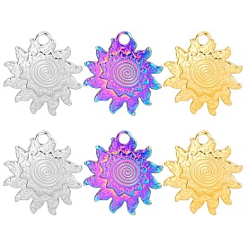 201 Stainless Steel Pendants, Sun Charms with Vortex Pattern