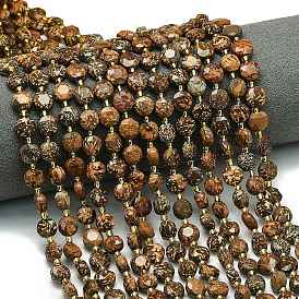 Натуральные звездообразные нитки из бисера яшмы, граненый шестиугольный разрез, плоско-круглые, с бисером