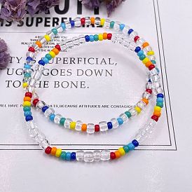 Chic Gradient Color Glass Bead Bracelet for Women Girls Best Friends