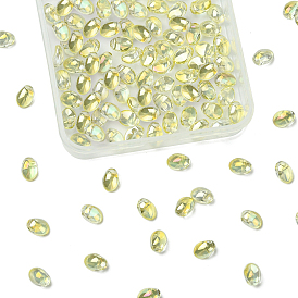 100 шт. Гальванические стеклянные бусины, Топ пробуренной, слеза