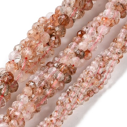 Нити бусин из натурального черного золота с рутилированной кварцевой крошкой, граненые, круглые