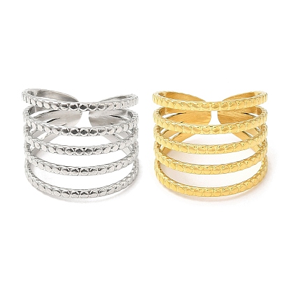 304 Stainless Steel Open Cuff Rings, Multi Line
