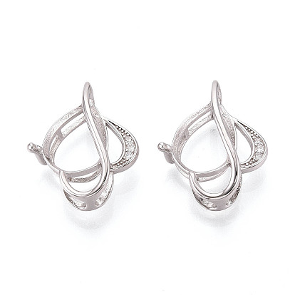 925 подвеска из стерлингового серебра с микропаве из прозрачных кубических цирконий, кабошон с закрепкой, слеза