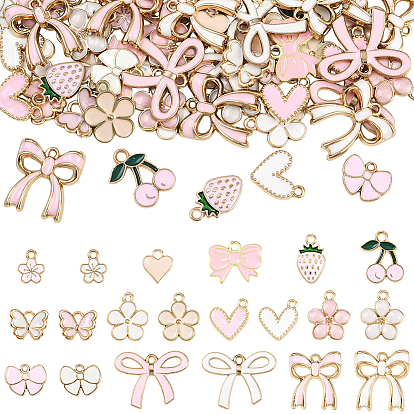 80 шт 20 стили подвески из сплава эмали, смешанные формы, без свинца и без кадмия, золотые