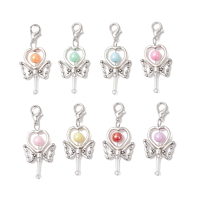 8шт. подвеска в виде волшебной палочки в форме сердца из акрила и сплава, Подвеска-застежка-когти омара для украшения сумки