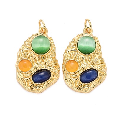 Подвески с кошачьим глазом, с медными находками и кольцами для прыжков, без кадмия, без свинца и без никеля, самородки