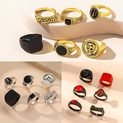 Комплект колец-манжет/палец из сплава со стразами и эмалью