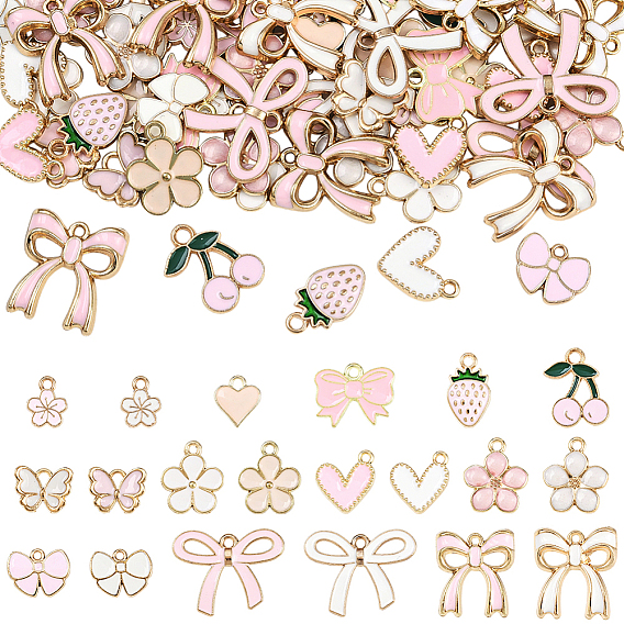 80 шт 20 стили подвески из сплава эмали, смешанные формы, без свинца и без кадмия, золотые