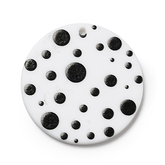 Polka Dot Pattern Opaque Acrylic Pendants, for DIY Earring Accessories, Flat Round
