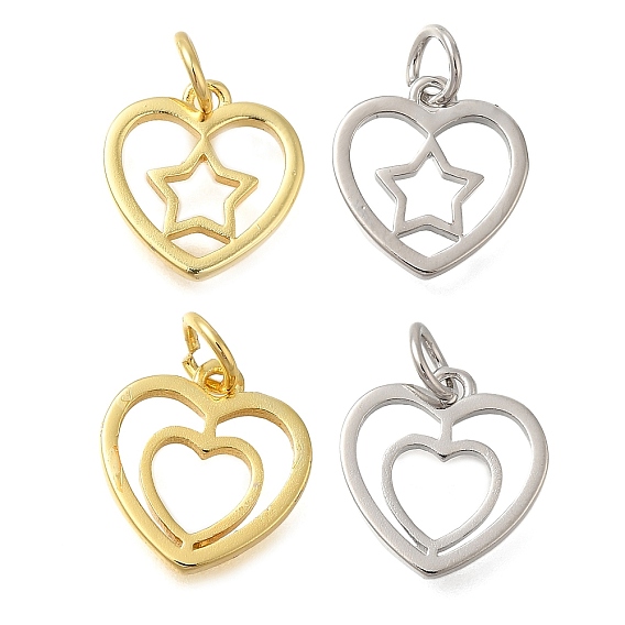 Подвески в форме сердца из латуни, с прыжковых колец, без свинца и без кадмия, долговечный
