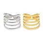 304 Stainless Steel Open Cuff Rings, Multi Line