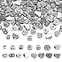 120 шт 15 стили европейские бусины из сплава в тибетском стиле, сердце, бусины с большим отверстием, без кадмия и без свинца