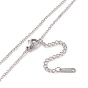 316 Stainless Steel Cable Chain Pendants Necklace with Chain Extender & Lobster Claw Clasp, Bib Necklaces, Flat Round with Evil Eye Tassel Pendant Necklace for Women