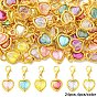 24Pcs 6 Colors Acrylic & Alloy Pendant Decorations, with Alloy Lobster Claw Clasps, Heart, Golden