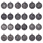 Tibetan Style Alloy Pendants, Flat Round with Constellation/Zodiac Sign