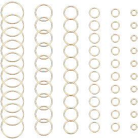 60Pcs 6 Style Brass Linking Rings, Long-Lasting Plated, Round Ring