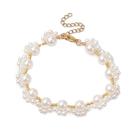 Acrylic Pearl Braided Bead Bracelets, Footprint