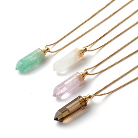 304 collier vénitien en acier inoxydable, pendentif à facettes en pierres naturelles mixtes, bouteille de parfum ouvrable, boîtes en carton remplies de coton kraft, pipettes de transfert en plastique jetables