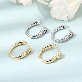Серьги-кольца из латуни с прозрачным кубическим цирконием, слеза
