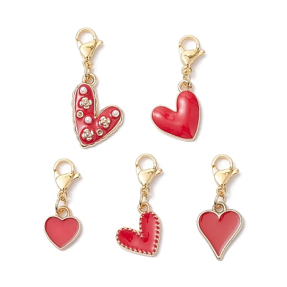 5шт. подвеска в форме сердца из сплава эмали, застежки-клешни для украшений сумок