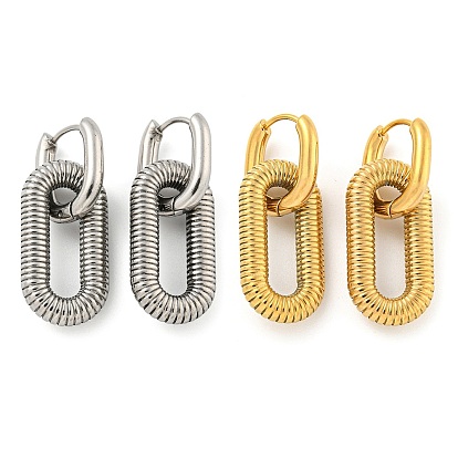 Овальные серьги-обручи из нержавеющей стали с желобками для женщин