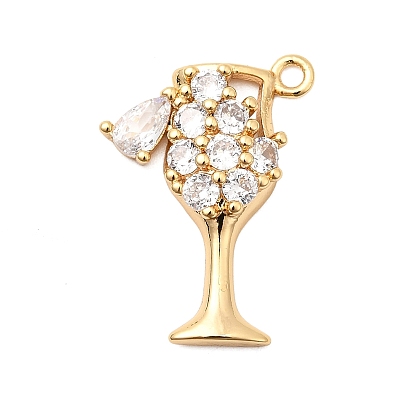 Латунные микропаве прозрачные подвески с фианитом, очарование бокала вина, без никеля 