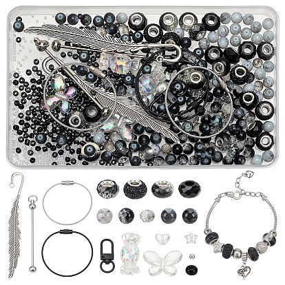 Наборы для самостоятельного изготовления брелока/закладки, в том числе железный стержень из бисера брелок, поиск закладок из сплава, европейские бусины из акрила и смолы