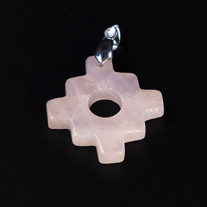 Gemstone Geometric Pendants, Cross Charms with Platinum Plated Matel Snap on Bails