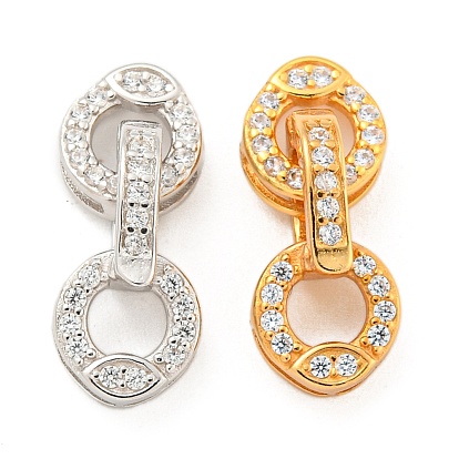 925 Складчатые застежки из стерлингового серебра с микропаве из прозрачного кубического циркония, кольцо