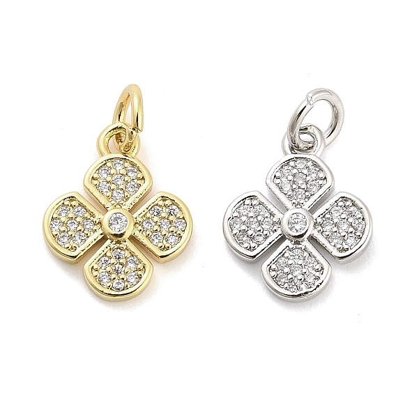 Латунные микро проложить кубического циркония подвески, клевер амулеты, долговечный, стойки покрытие, без свинца и без кадмия, ионное покрытие (ip), с целью перехода в кольце