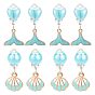 4 пара 2 стиль имитация ракушек эмалированные висячие серьги клипсы, украшения на тему океана из платинового сплава для женщин